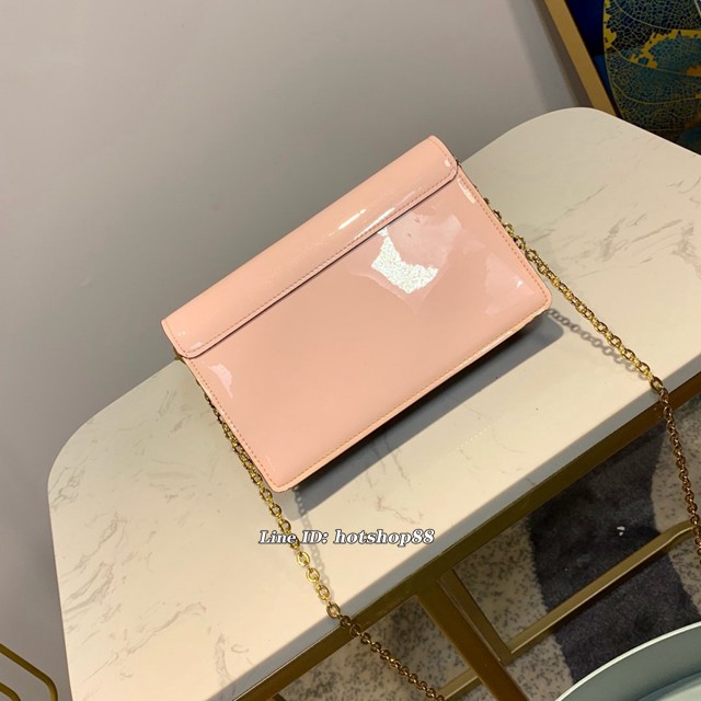 路易威登LV錢包 LV漆光牛皮小斜挎包 M63306 粉色 Cherrywood鏈條錢夾 xxlv1613